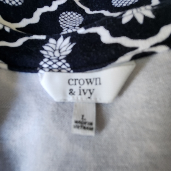 Crown & Ivy Navy and White Pineapple Dress - L - Picture 3 of 5
